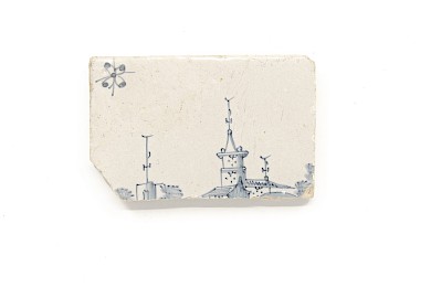 White tile with cityscape