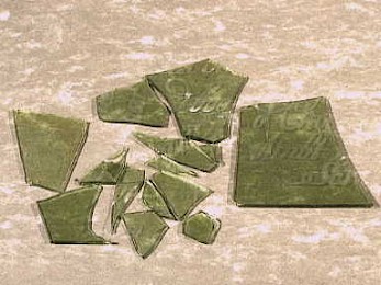 Green glass shards, 