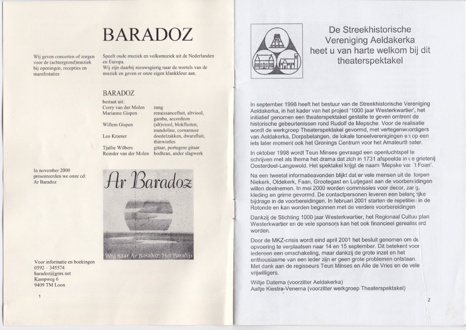 Booklet for Theaterspektakel Mepske van 't Foan, 