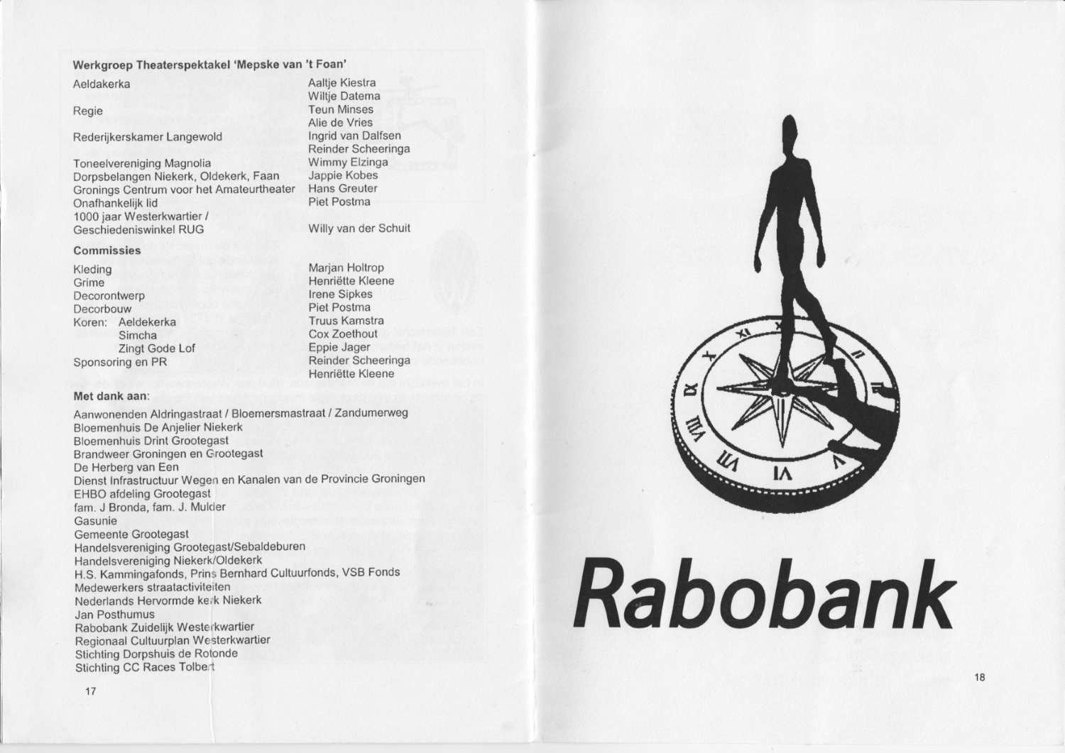 Booklet for Theaterspektakel Mepske van 't Foan, 